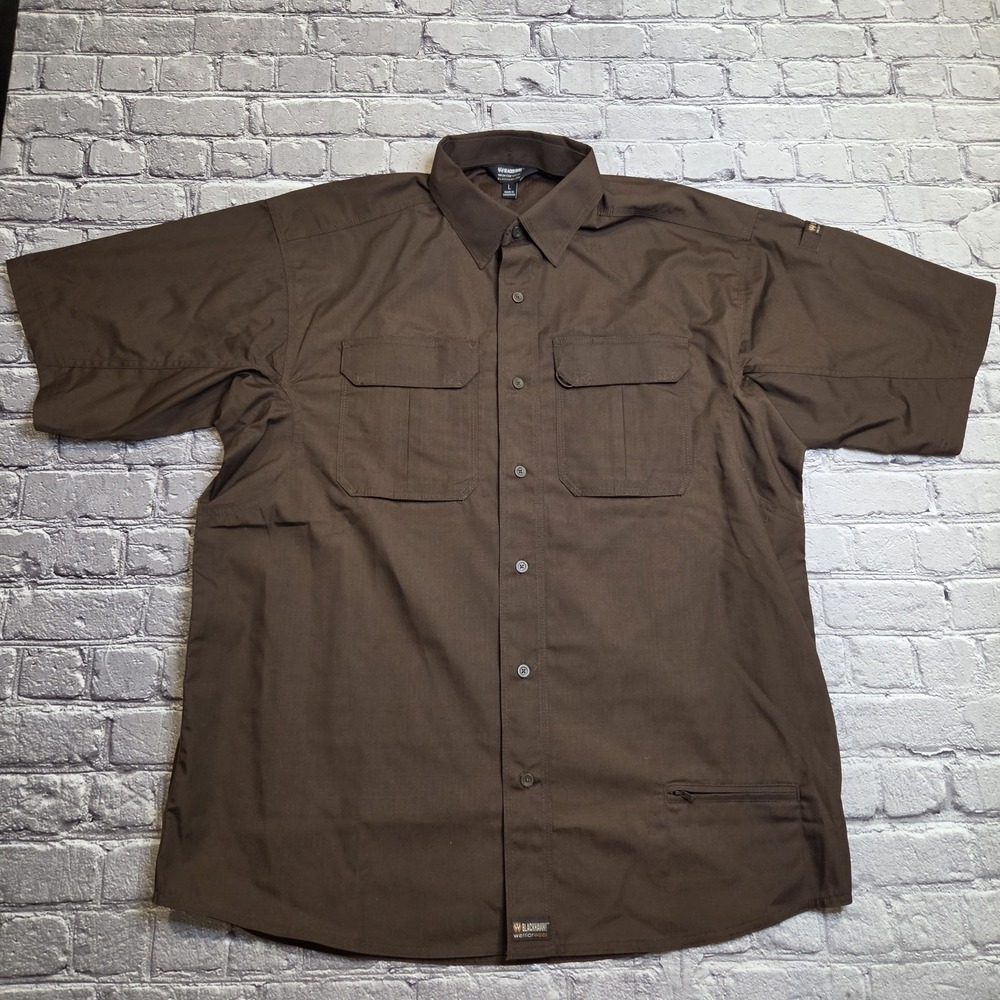 Blackhawk Warrior Wear Men Large Brown Tactical Short Sleeve Button Up